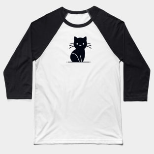 Black Cat Smiley Baseball T-Shirt